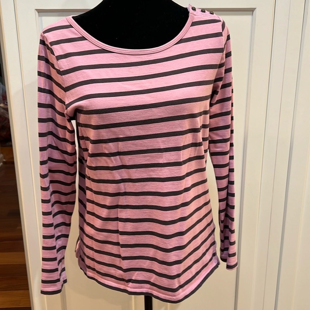 Boden Long Sleeve Breton pinkish lavender stripe
